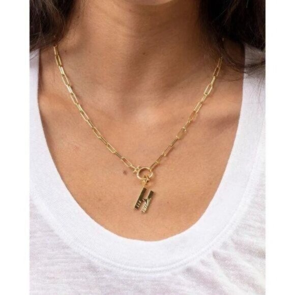 Gorjana Parker Charm Alphabet  Initial H 18K Gold Plated - Picture 4 of 11